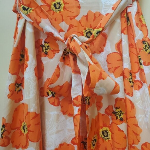 NWOT XS/S Shein Orange Floral Midi - Picture 7 of 10